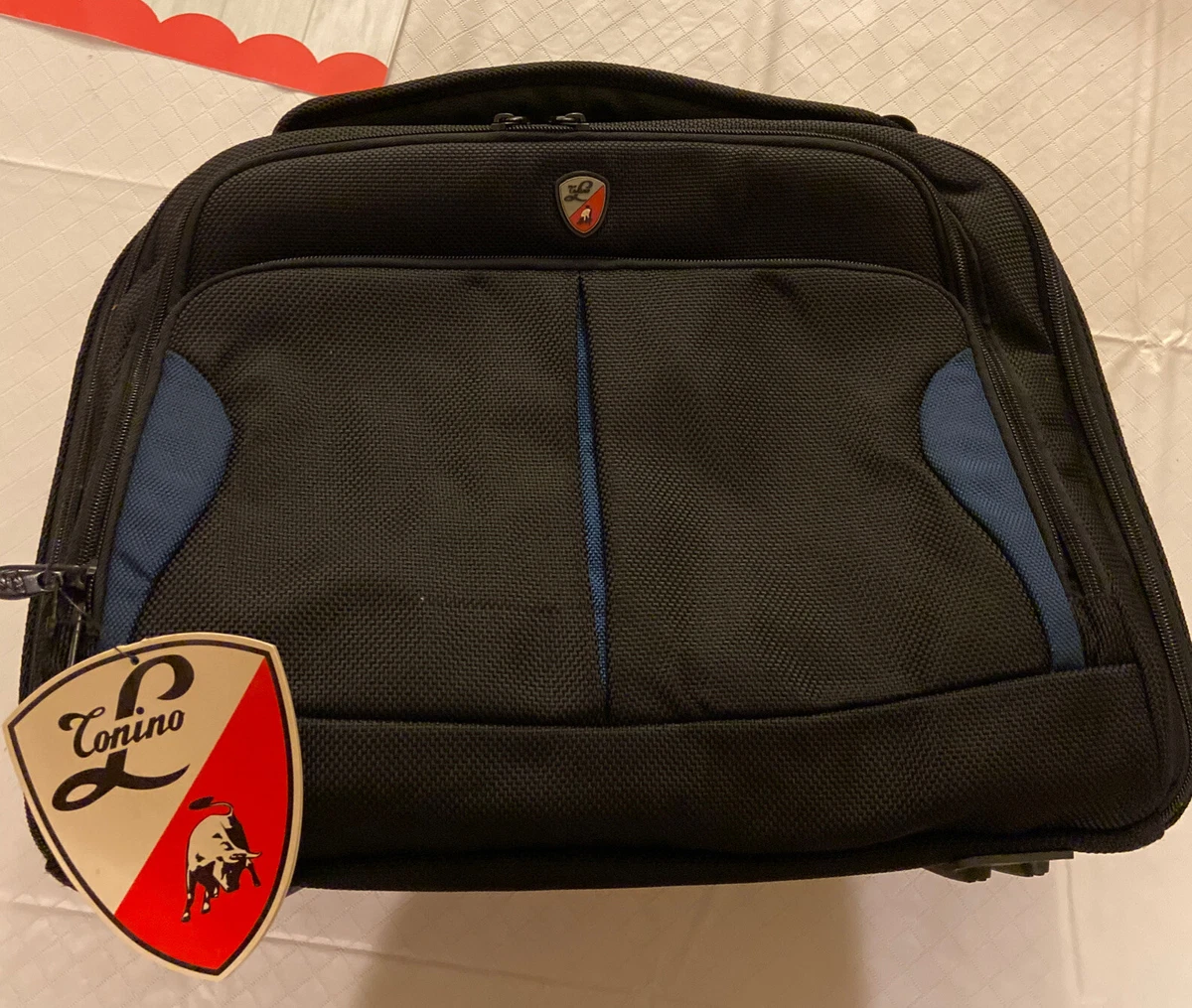 Tonino Lamborghini Black Blue Laptop Carrying Bag Rare Brand New