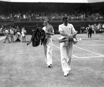 Fred Perry of Great Britain leaves the Wimbledon Centre Court Old Photo