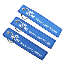 STUNNING KLM ROYAL DUTCH AIRLINES EMBROIDERED TAG KEYCHAIN/KEY RING...RARE...