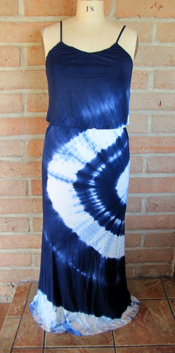 navy blue and white tie dye dress Girl's Blue & White Tie-Dye Short-Sleeve A-Line Dress