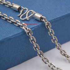 Real 925 Sterling Silver Necklace 4mm Cable Link Chain Necklace 21.6- 27.5inch