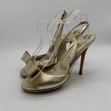 GINA Metallic gold shoes heels UK 6.5 strappy bow platform classic party