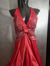 Red evening dress satin silk