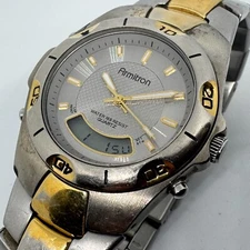 VTG Armitron Quartz Watch Men Dual Tone Analog Digital Alarm Chrono New Battery