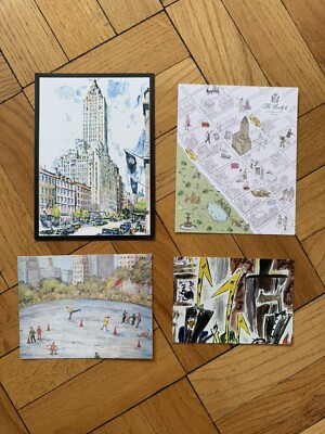 The Carlyle Hotel Set of 4 Different Illustrated Postcards - Iconic NYC Landmark