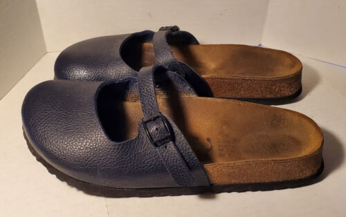 Birkenstock Birkis Blue Pebbled Maria Close Toe Clog Mary Jane Mule EU40 L 9 M7