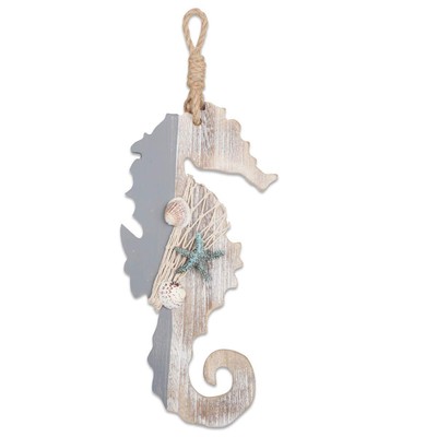 30 cm wooden decor seahorse with starfish and shells for decoration...