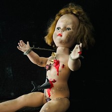Creepy horror doll Halloween scary gothic haunted zombie doll baby 24" OOAK