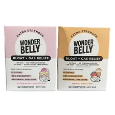 2 Pk Wonder Belly Bloat+Gas Relief Mango Smoothie & strawberry shortcake,42 Chew