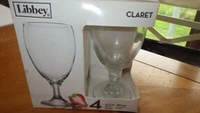 Libbey Ice Tea Glasses Goblets Claret Clear Glass Stems made in USA 4 16 oz stem
