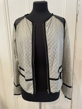 Day Birger Et Mikkelsen Lightweight Quilted Jacket Uk12 Grey/ Cream Black Trim