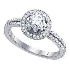 14k White Gold Womens Round Diamond Solitaire Wedding Engagement Ring 7/8ctw