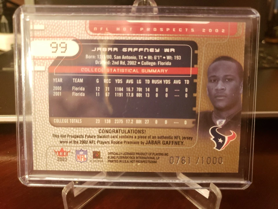 2002 Fleer Hot Prospects #761/1000 Jabar Gaffney #99 Rookie - Image 4 of 4