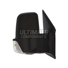 VW Crafter Van 2006-2017 Manual Short Arm Wing Door Mirror Black Drivers Side