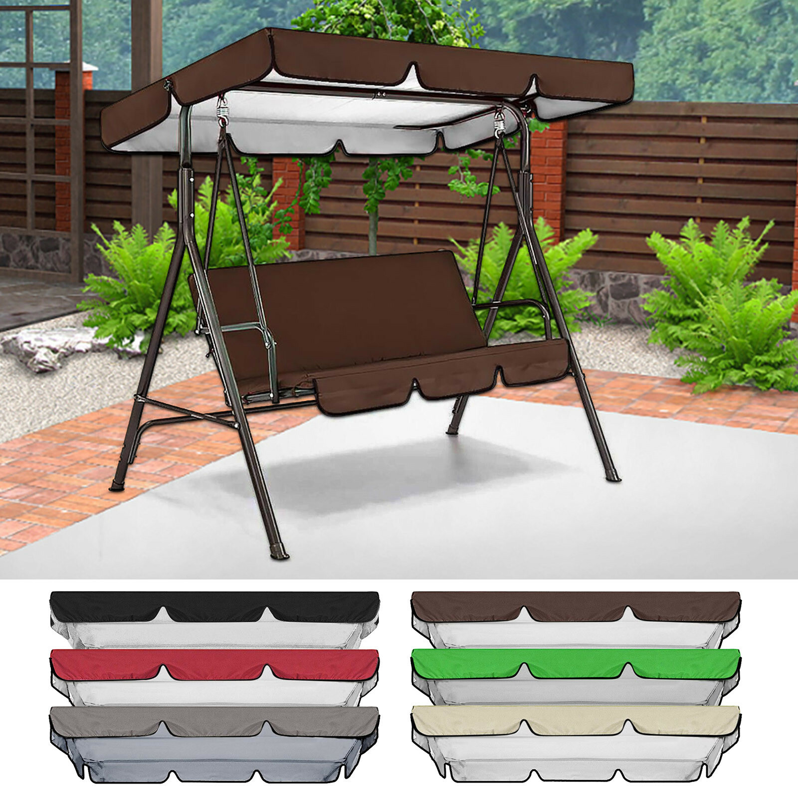 Heavy Duty Garden Swing Canopy Windproof Waterproof Top Cover for Patio
