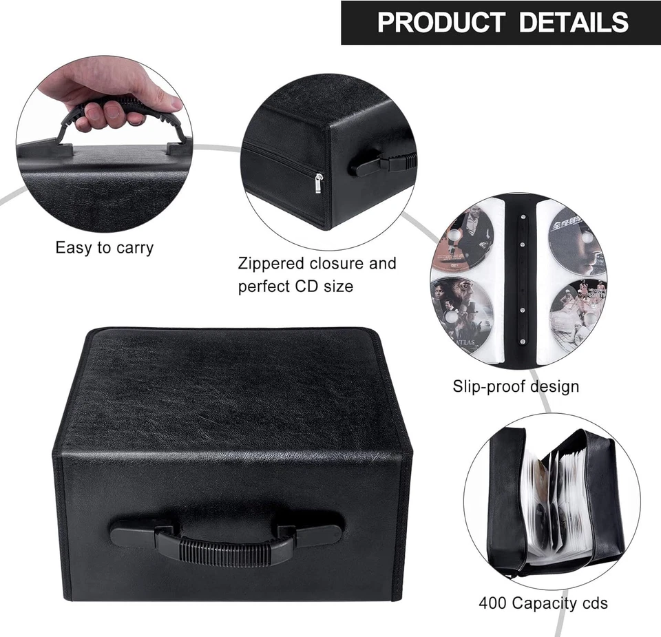 Estuche de DVD con capacidad para 400 carteras organizador de almacenamiento protector soporte caja de álbum Foto 3 de 4