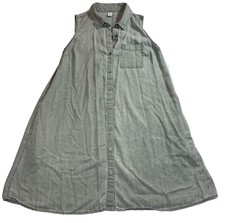 OLD NAVY Shirt Dress Sz S Gray A Line Sleeveless Button Up 100% Tencel
