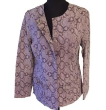 Chi By Falchi Purple/cream 100% leather Snake Print Button Up Jacket ( Xs ) Nwt