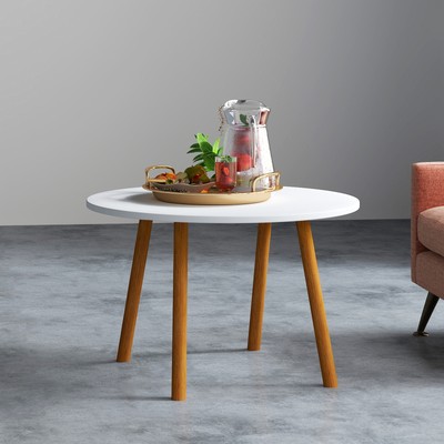 Dining Table with Solid Wood Leg Waterproof Nordic Style 60cm Round Table