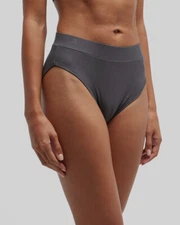 $50 Else Women's Gray Base Layer High Waist Ribbed Stretch Brief Panty Size L