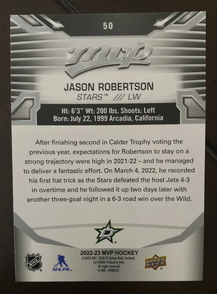 2022-23 Upper Deck MVP Silver Script #50 Jason Robertson (Stars) - Image 2 of 2