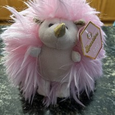 FAO Schwartz Sparklers Hedgehog Pink Plush 6" NWT Animal Pal - Gold Glitter