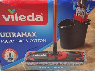 Vileda UltraMax Komplettes Mopp- und Eimer-Set Mikrofaser und Baumwolle