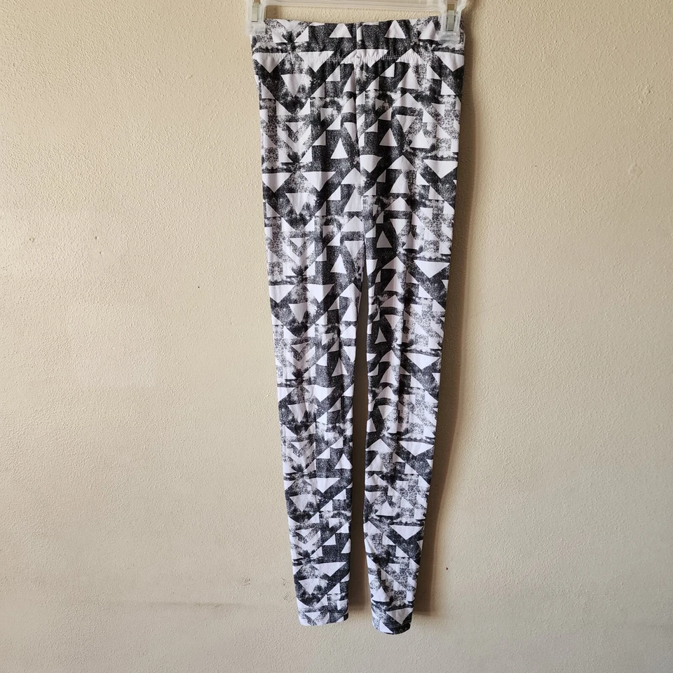 Rue 21 Mujer Negro Blanco Cuadros Estampado Geométrico Leggings Largo Completo Talla Pequeña Foto 3 de 4