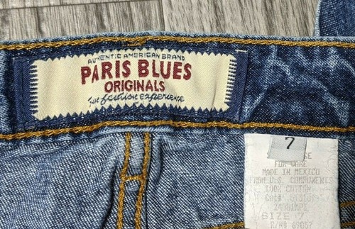 Pantalones de mezclilla rectos Paris Blues para mujer azules bordados lavado claro talla 7 - Imagen 6 de 11