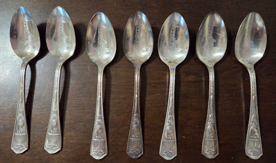 1933 A Century of Progress Chicago World's Fair Set of 7 Hall of Science Spoons