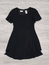 Vtg Liz Claiborne Dress Black Women's Sz 8 LBD Ruffle Hem Cute 90s Retro Mini