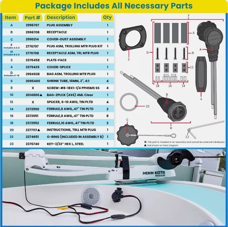 MKR27 60 AMP Circuit Breaker 1865115 & MKR28 Trolling Motor Plug for