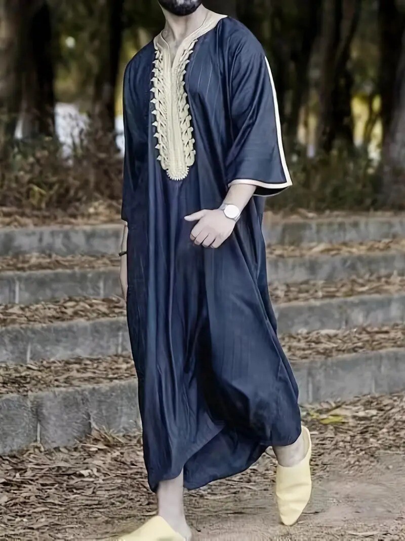 Muslim Men Burqa Thobe Morrocan Kaftan Islamic Algerian Burka