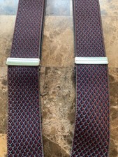 Egara Mens Wearhouse Convertible Braces Clip Suspenders Navy Red New Orig 69.99