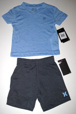 Hurley Toddler Boy's 2T 2 Pc Short Pants Short Sleeve T-Shirt Blue Set