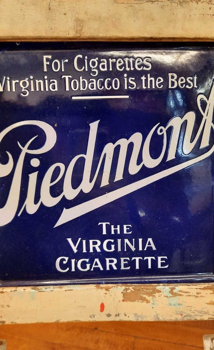 ANTIQUE PIEDMONT CIGARETTES ADVERTISING SIGN FOLDING CHAIR 2 sided  porcelain