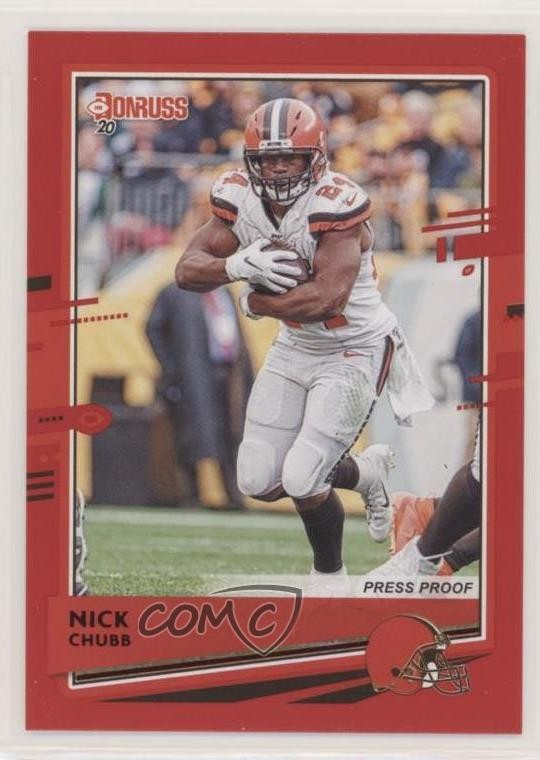 2020 Panini Donruss Press Proof Red Nick Chubb #72 6h5