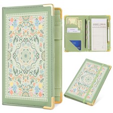 Server Book PU Leather Server Books for Waitress with Zipper Pockets Sage Green