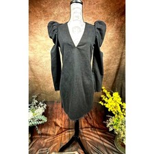 Zara Trafaluc Denimwear Plunge Zippered Dress - Black - size S