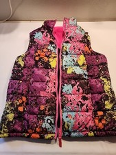 Nike Girls Puffer Jacket Vest XL Reversible Multicolored Pockets Zip Up