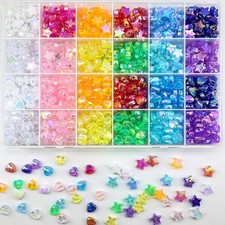 840 PCS Acrylic Heart Star Beads Mixed Clear AB Colors for DIY Jewelry