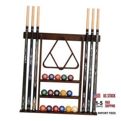 SUPERDIAMOND 6 Holes Wall Mounted Pool Cue Rack, 6 Cues SU-wa6-Cue Racks-brown