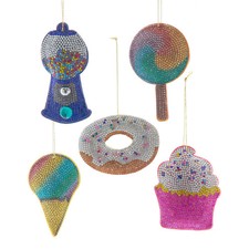 Kurt Adler Bedazzled Retro Disco Sweets Ornament F2380 Gum Ball Donut Ice Cream
