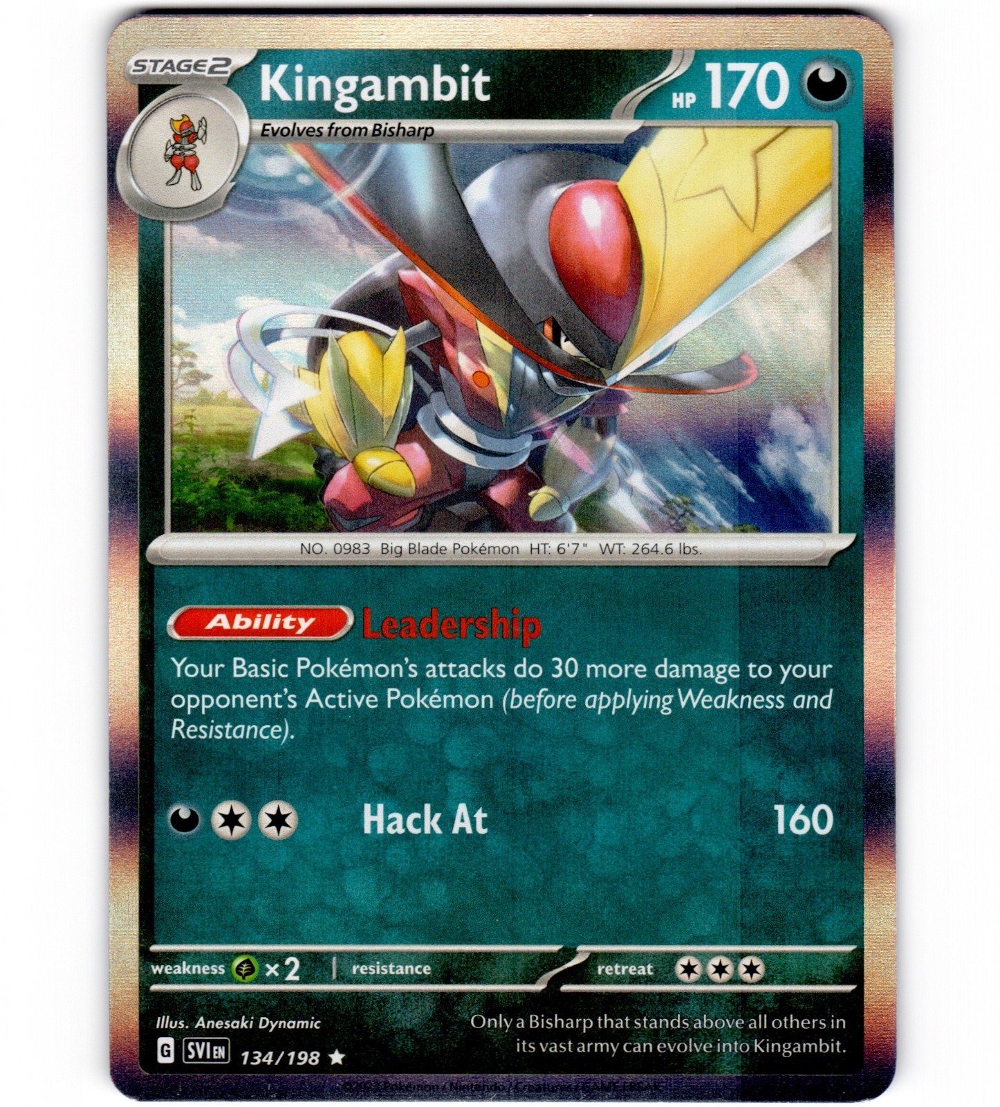 Kingambit 134/198 SV01: Scarlet & Violet Base Set Holo Rare Pokemon