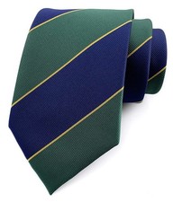 Men's Modern Stripe Ties Woven Pattern Business One Size Navy Green Yellow