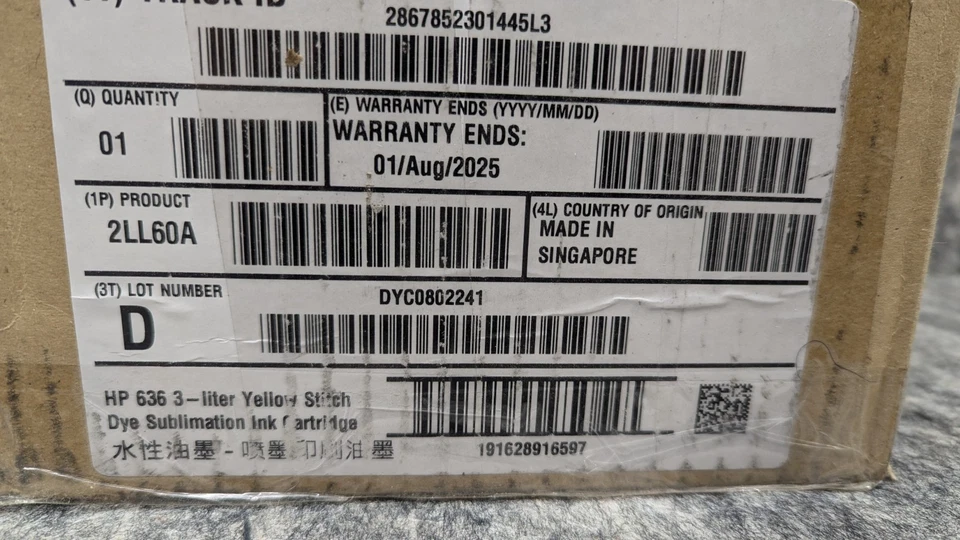 HP 636 3-liter Yellow Stitch Dye Sublimation Ink Cartridge Exp Aug/2025 - Image 2 of 4