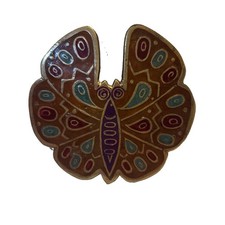 Vintage Brass and Enamel Butterfly 1960s India free shipping
