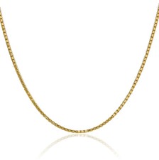 14K Solid Yellow Gold 0.7mm Box Link Chain Necklace