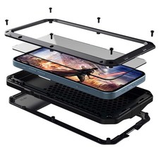 For iPhone 12 Full Body Case Metal Shockproof Glass Cover Protection Aluminum