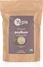 Yupik Organic Whole Husk Psyllium 8.8 Oz, 95% Purity, Soluble Fiber, USDA Certif